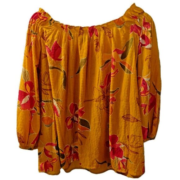 Ava + Viv Blouse XXL | Pink Tropical Floral | Sheer‎ Plus Size Lightweight - Picture 5 of 7
